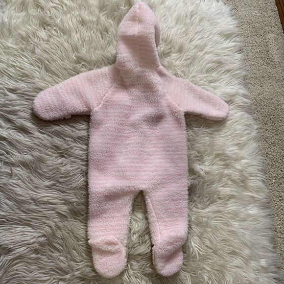 Triboro Infant baby body suit hooded catsuit pink 0-3 mos fuzzy soft 3496 - Picture 10 of 11